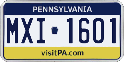 PA license plate MXI1601