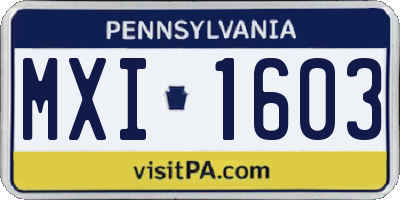 PA license plate MXI1603