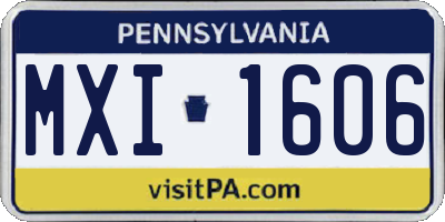 PA license plate MXI1606