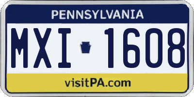 PA license plate MXI1608