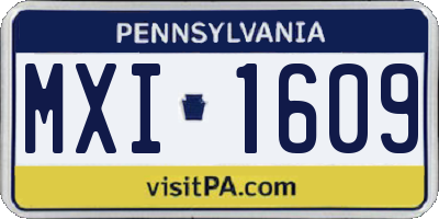 PA license plate MXI1609