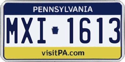 PA license plate MXI1613