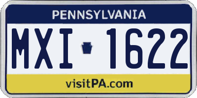 PA license plate MXI1622