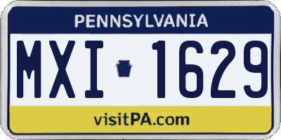 PA license plate MXI1629