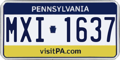 PA license plate MXI1637