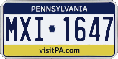 PA license plate MXI1647
