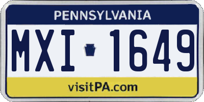 PA license plate MXI1649