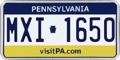 PA license plate MXI1650