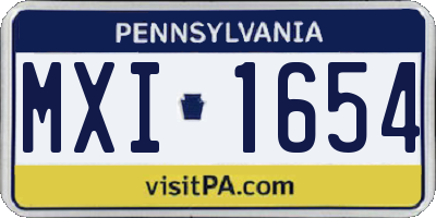 PA license plate MXI1654