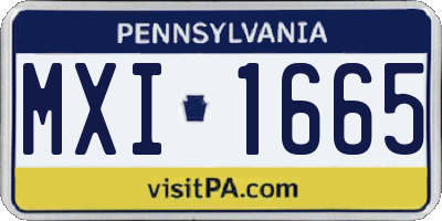 PA license plate MXI1665