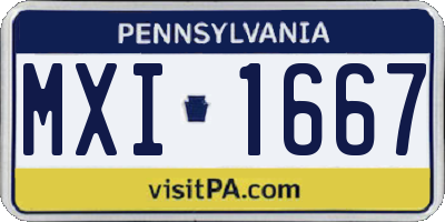 PA license plate MXI1667