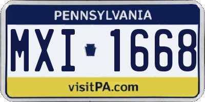 PA license plate MXI1668