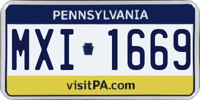 PA license plate MXI1669