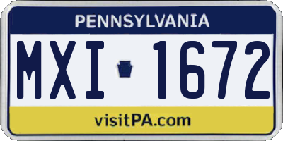 PA license plate MXI1672