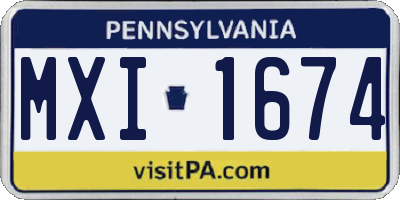 PA license plate MXI1674