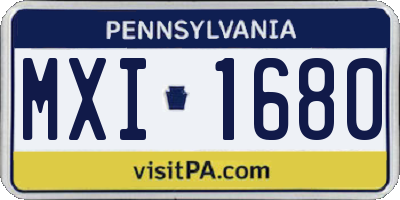 PA license plate MXI1680