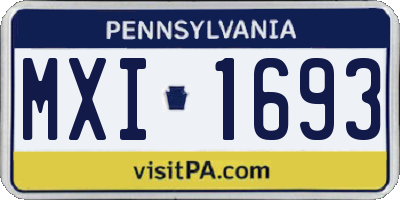 PA license plate MXI1693
