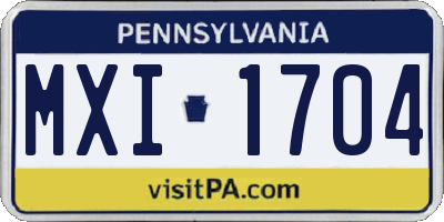 PA license plate MXI1704