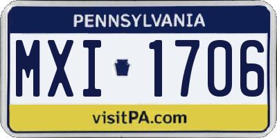 PA license plate MXI1706