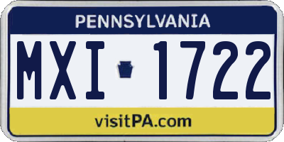 PA license plate MXI1722