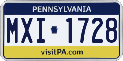 PA license plate MXI1728