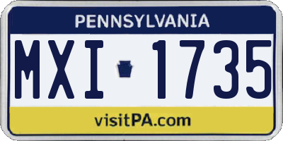 PA license plate MXI1735
