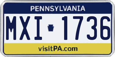 PA license plate MXI1736