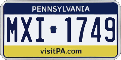 PA license plate MXI1749