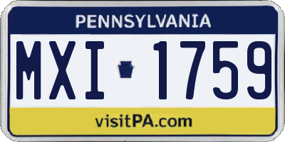 PA license plate MXI1759