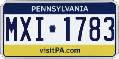 PA license plate MXI1783