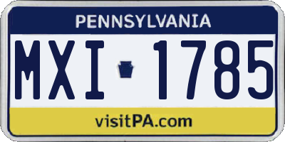 PA license plate MXI1785
