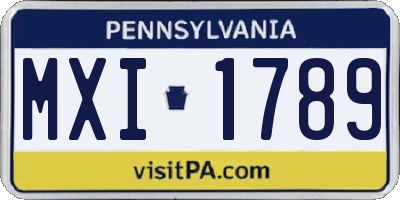 PA license plate MXI1789