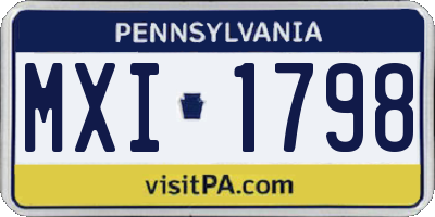 PA license plate MXI1798