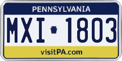 PA license plate MXI1803