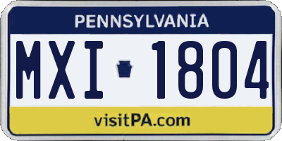 PA license plate MXI1804