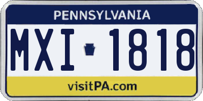 PA license plate MXI1818