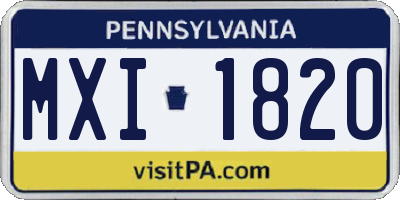 PA license plate MXI1820