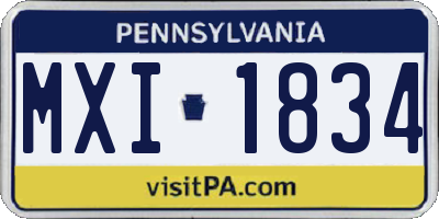 PA license plate MXI1834