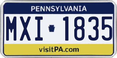PA license plate MXI1835