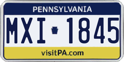 PA license plate MXI1845