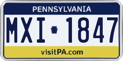 PA license plate MXI1847