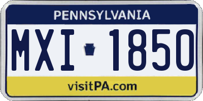 PA license plate MXI1850