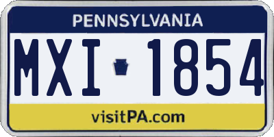 PA license plate MXI1854
