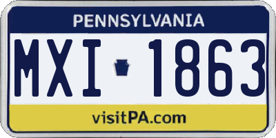 PA license plate MXI1863