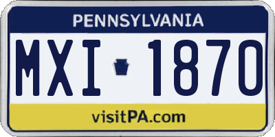 PA license plate MXI1870