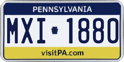 PA license plate MXI1880