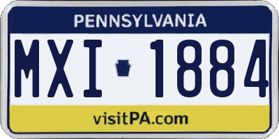 PA license plate MXI1884