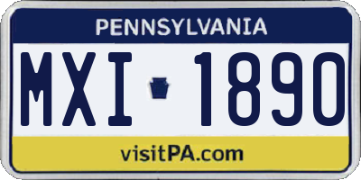 PA license plate MXI1890