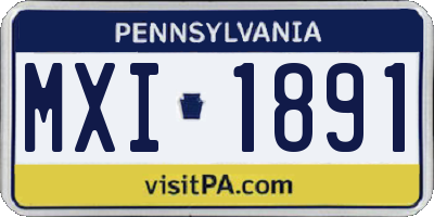 PA license plate MXI1891
