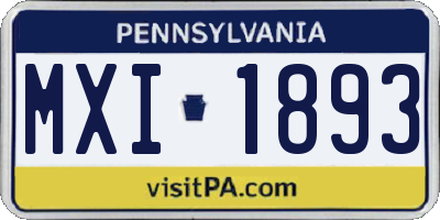 PA license plate MXI1893